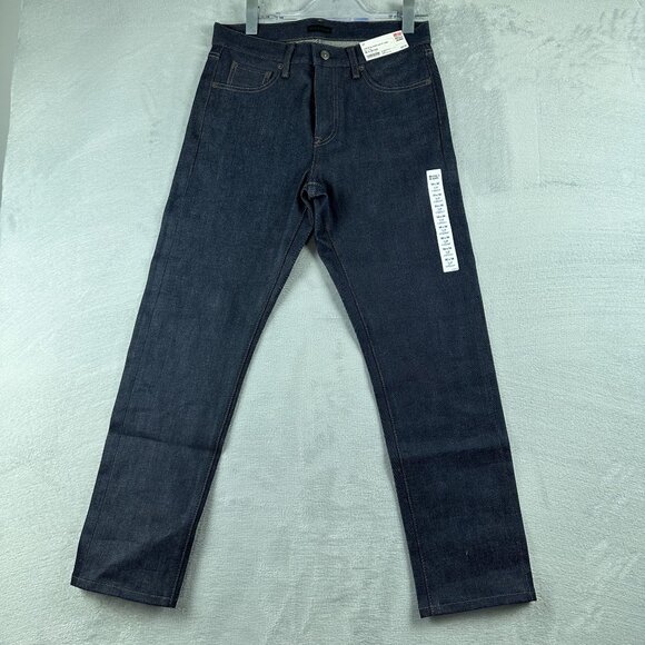 Uniqlo Straight Leg Jeans Stretch Selvedge Slim Fit Womens Size 30X34 Blue - Picture 1 of 13